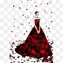 唯美礼服婚纱设计插画-空若网 唯美礼服婚纱设计插画-空若网