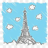 手绘巴黎铁塔矢量素材-空若网 手绘巴黎铁塔矢量素材-空若网