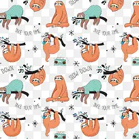 时尚卡通树懒动物矢量素材-空若网 时尚卡通树懒动物矢量素材-空若网