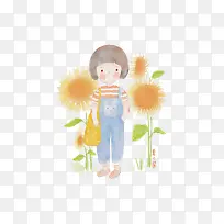 可爱的小女孩手绘插画-空若网 可爱的小女孩手绘插画-空若网