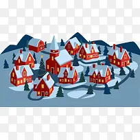 橙色冬日雪地小屋-空若网 橙色冬日雪地小屋-空若网