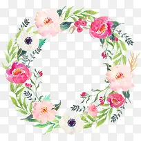 水彩圆形花环10-空若网 水彩圆形花环10-空若网