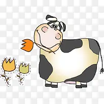 手绘卡通奶牛花朵图案-空若网 手绘卡通奶牛花朵图案-空若网