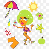 卡通时尚美女比基尼女神-空若网 卡通时尚美女比基尼女神-空若网