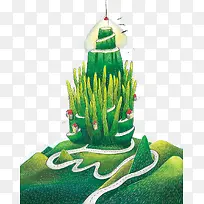 卡通手绘绿色大山草地-空若网 卡通手绘绿色大山草地-空若网