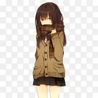 棕色围巾少女插画-空若网 棕色围巾少女插画-空若网