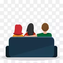 卡通电视-卡通家庭坐在沙发上看电视-空若网 卡通电视-卡通家庭坐在沙发上看电视-空若网