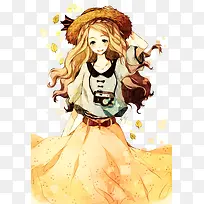矢量草帽女孩-空若网 矢量草帽女孩-空若网