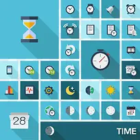 扁平化设计的时间图标-空若网 扁平化设计的时间图标-空若网