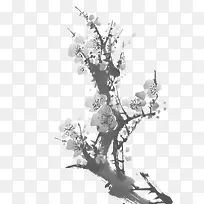 手绘灰色梅花树枝-空若网 手绘灰色梅花树枝-空若网