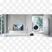 家电海报背景电视洗衣机-空若网 家电海报背景电视洗衣机-空若网
