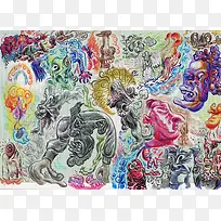 彩色水墨画背景素材-空若网 彩色水墨画背景素材-空若网