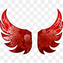 矢量手绘红色翅膀-空若网 矢量手绘红色翅膀-空若网