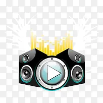 矢量主题音响音频翅膀音乐素材-空若网 矢量主题音响音频翅膀音乐素材-空若网