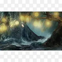 童话荧光森林插画-空若网 童话荧光森林插画-空若网