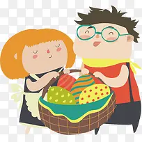 矢量图搬篮子的儿童-空若网 矢量图搬篮子的儿童-空若网