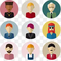 9款扁平化男子头像-空若网 9款扁平化男子头像-空若网