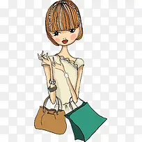矢量手绘时尚少女-空若网 矢量手绘时尚少女-空若网