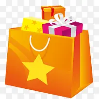 矢量橙色购物袋子和礼物盒-空若网 矢量橙色购物袋子和礼物盒-空若网