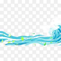 夏季卡通手绘蓝色海浪-空若网 夏季卡通手绘蓝色海浪-空若网