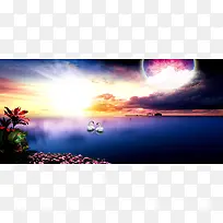 湖边时尚海报背景-空若网 湖边时尚海报背景-空若网