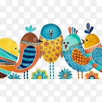 抽象小鸟贴图插画图片设计psd-空若网 抽象小鸟贴图插画图片设计psd-空若网