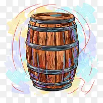 手绘多彩木桶-空若网 手绘多彩木桶-空若网