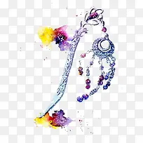 彩色古典簪子-空若网 彩色古典簪子-空若网