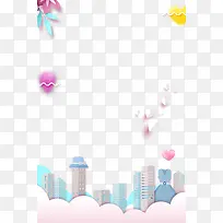 花朵爱心漂浮节日边框-空若网 花朵爱心漂浮节日边框-空若网