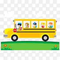 快乐儿童卡通校车矢量素材-空若网 快乐儿童卡通校车矢量素材-空若网