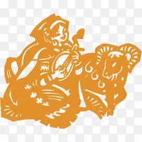 橙色中国传统元素创意剪纸-空若网 橙色中国传统元素创意剪纸-空若网