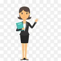 卡通职业扁平化女性打招呼psd-空若网 卡通职业扁平化女性打招呼psd-空若网