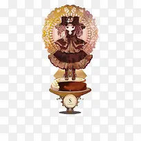 褐色复古少女插画-空若网 褐色复古少女插画-空若网