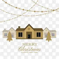 矢量金色圣诞节屋子-空若网 矢量金色圣诞节屋子-空若网