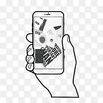 手绘手拿手机图-空若网 手绘手拿手机图-空若网