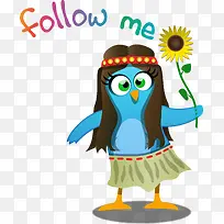 手绘蓝色草裙长发女郎-空若网 手绘蓝色草裙长发女郎-空若网