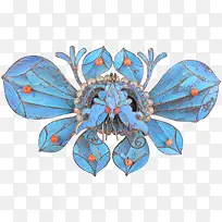 清银点翠蝴蝶头饰-空若网 清银点翠蝴蝶头饰-空若网