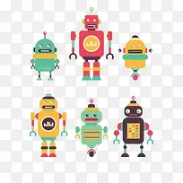 彩色卡通机器人元素-空若网 彩色卡通机器人元素-空若网