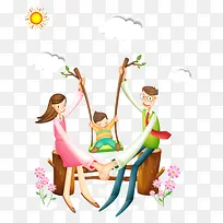 卡通背景 全家福 荡秋千 背景-空若网 卡通背景 全家福 荡秋千 背景-空若网