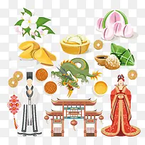 中国美食元素插画素材矢量-空若网 中国美食元素插画素材矢量-空若网