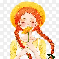 卡通手绘黄色小女孩-空若网 卡通手绘黄色小女孩-空若网