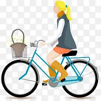 矢量手绘扁平化骑单车的女孩-空若网 矢量手绘扁平化骑单车的女孩-空若网