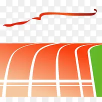 橙色跑道与终点线-空若网 橙色跑道与终点线-空若网