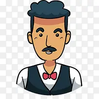 手绘餐厅服务生-空若网 手绘餐厅服务生-空若网