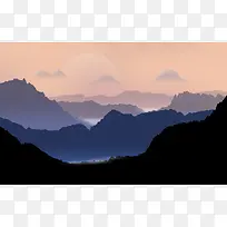 远山湖面手绘插画-空若网 远山湖面手绘插画-空若网