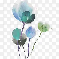 手绘水彩冷色调花卉-空若网 手绘水彩冷色调花卉-空若网