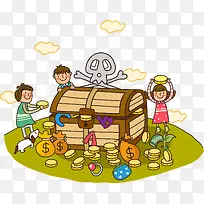 手绘可爱宝箱学生-空若网 手绘可爱宝箱学生-空若网