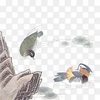 水彩古风鸳鸯-空若网 水彩古风鸳鸯-空若网