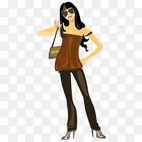 卡通美女购物贴纸图案-空若网 卡通美女购物贴纸图案-空若网