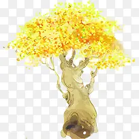 手绘水粉清新黄色小树-空若网 手绘水粉清新黄色小树-空若网